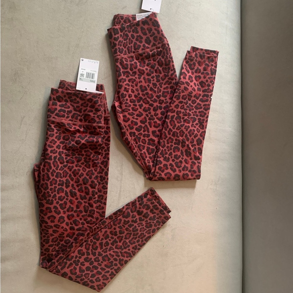 Lot of two Nike Dri -Fit Red Burgundy Leopard Print pants Leggings